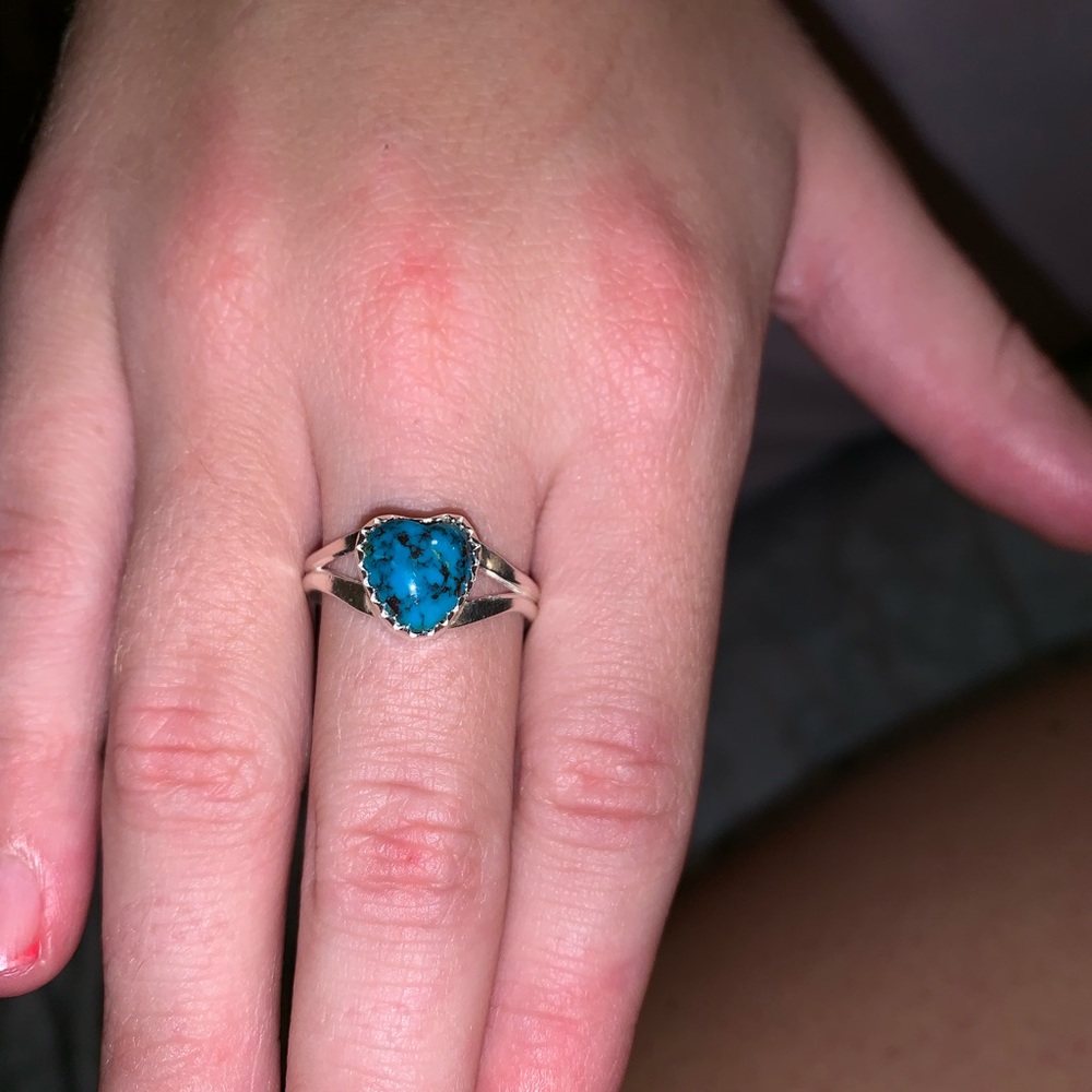 Puffy heart turquoise ring